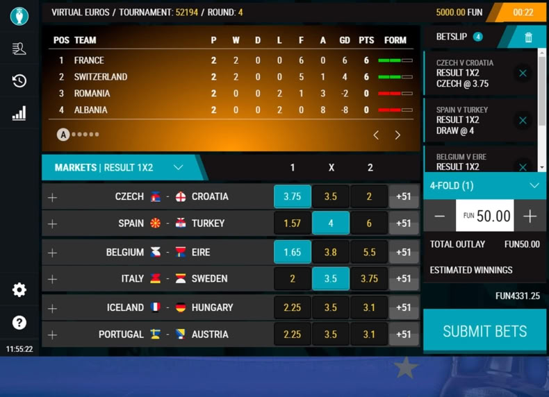 Virtual Euros game - play for free