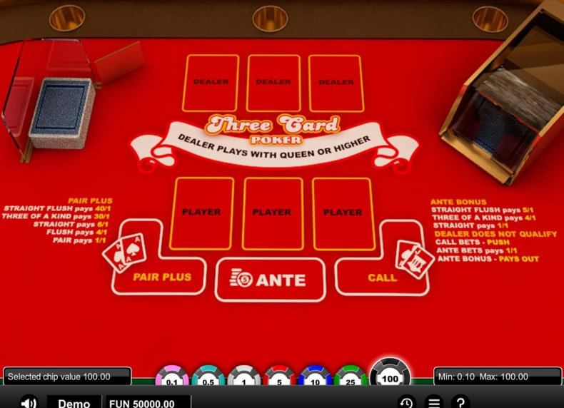 Three Card Poker game - play for free