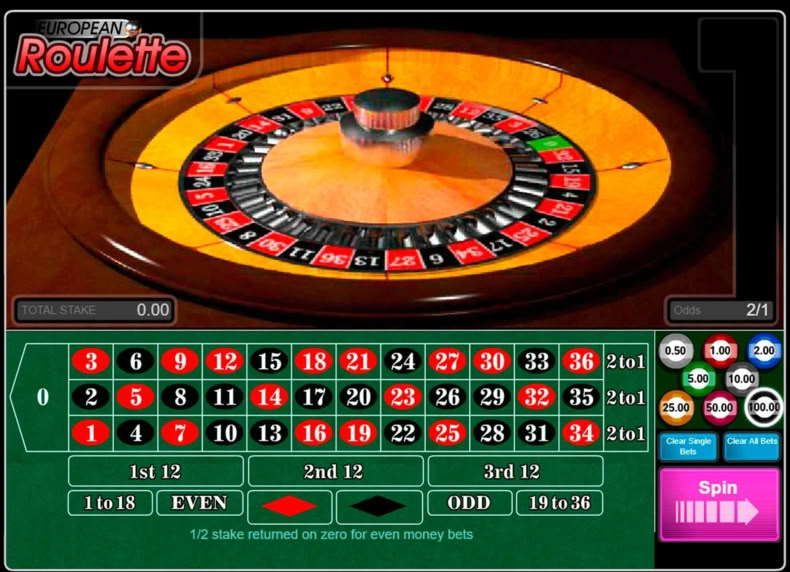 European Roulette game - play for free