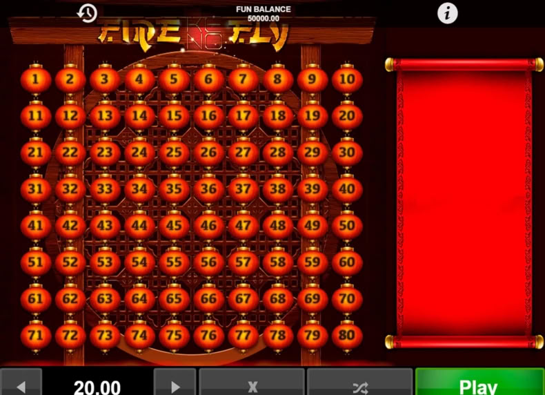 Firefly Keno game - play for free