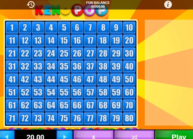 Keno Pop game - play for free