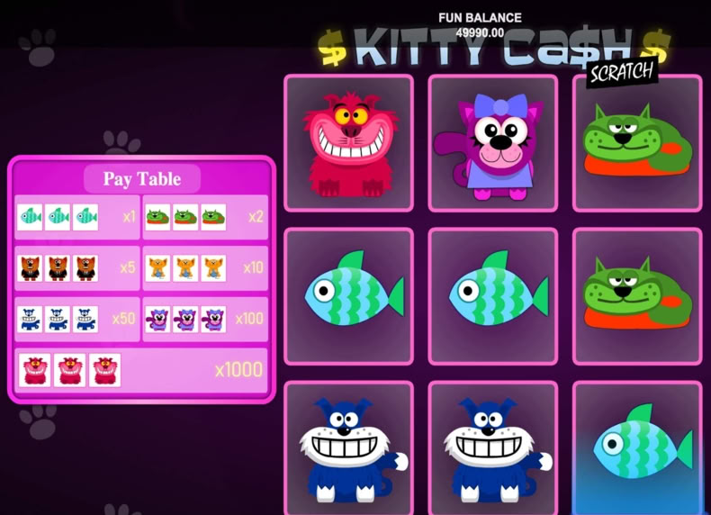 Kitty Cash Scratch game - play for free