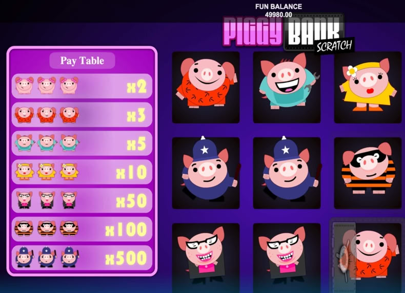 Piggy Bank Scratch game - play for free