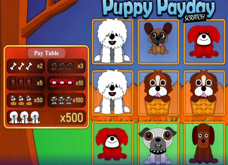 Puppy Payday Scratch game - play for free