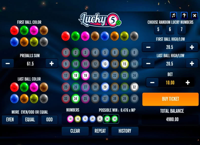 Lucky 5 game - play for free