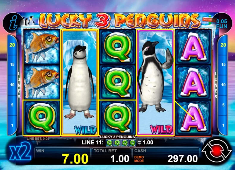 Lucky 3 Penguins game - play for free