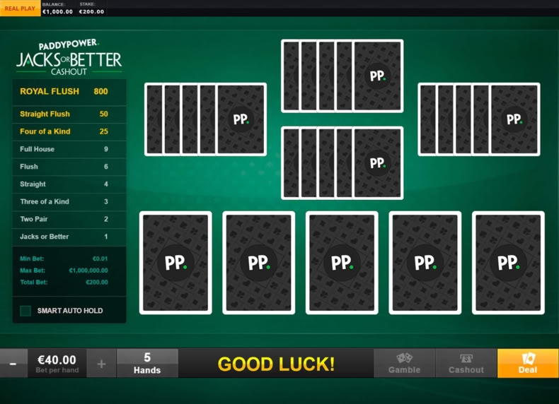 Premium Jacks or Better Cashout game - play for free