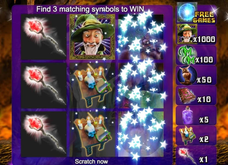 Scratch Merlins Millions game - play for free