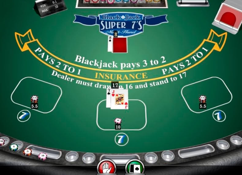 Blackjack Super 7’s Multihand game - play for free