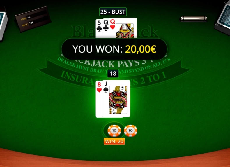 Blackjack Singlehand game - play for free