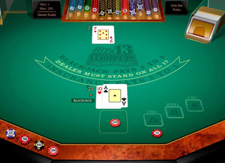 Hi Lo 13 European Blackjack Gold game - play for free