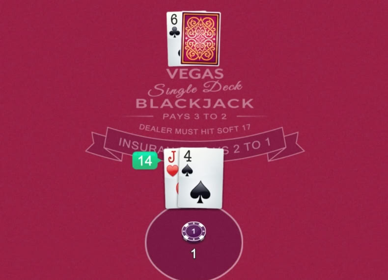 Vegas Single Deck Blackjack game - play for free