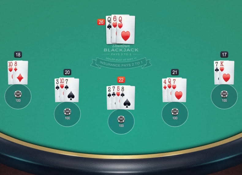 Multi-Hand Vegas Downtown Blackjack game - play for free