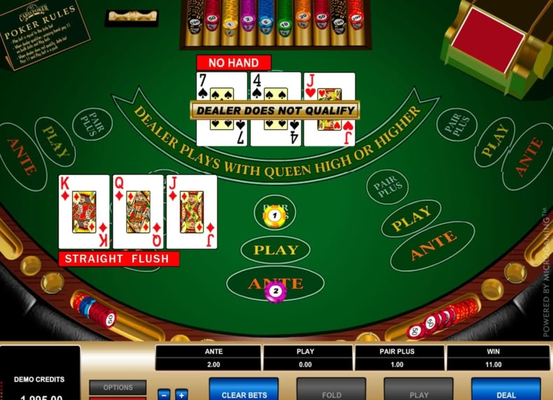 3 Card Poker game - play for free