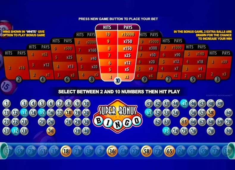 Super Bonus Bingo game - play for free