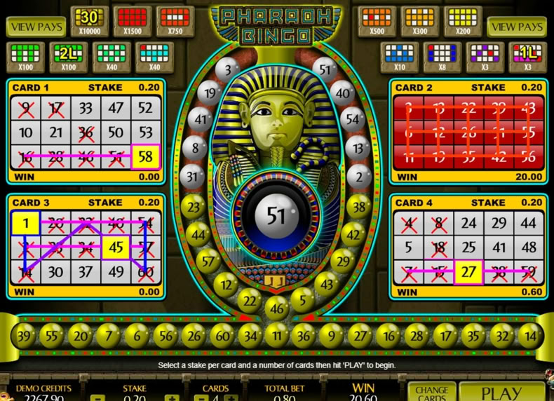 Pharaoh Bingo game - play for free