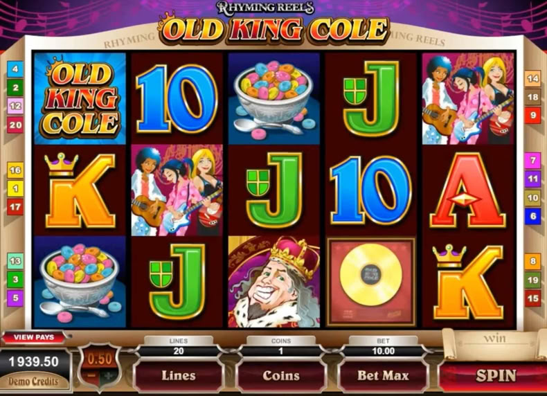 Rhyming Reels - Old King Cole game - play for free