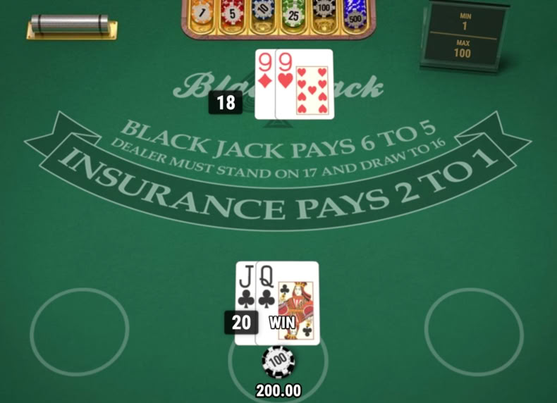 Single Deck Blackjack MH game - play for free