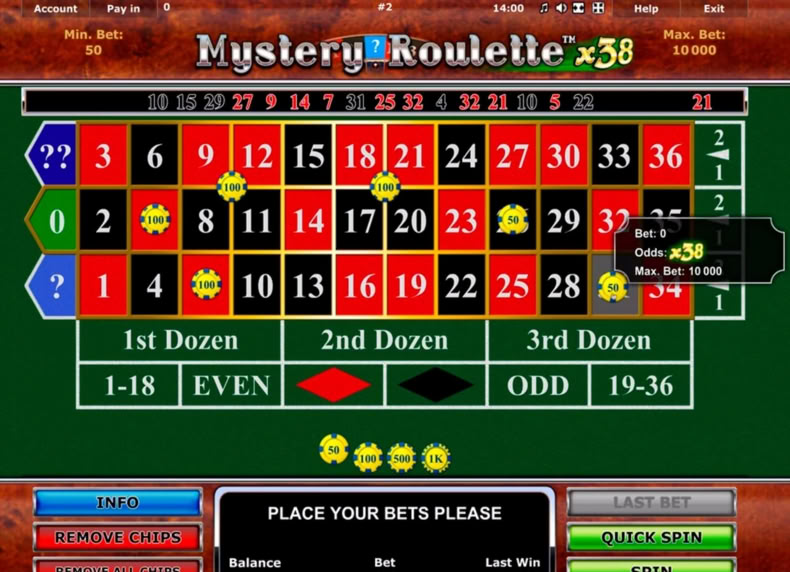 Mystery Roulette™ x38 game - play for free