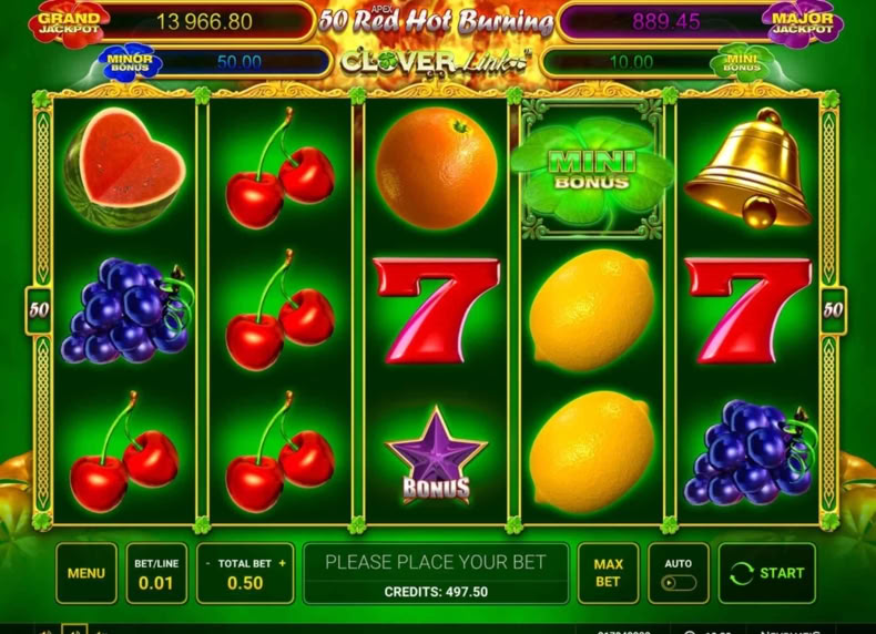 50 Red Hot Burning Clover Link™ game - play for free