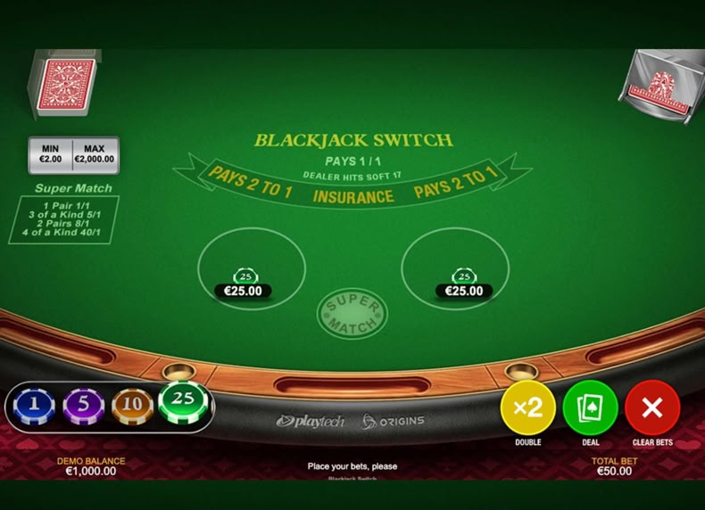 Blackjack Switch game - play for free