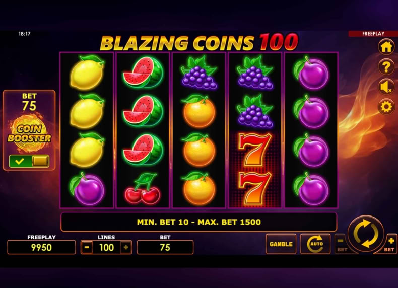 Blazing Coins 100 game - play for free