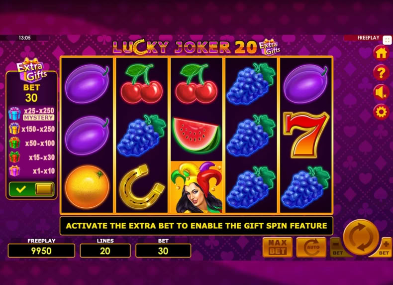 Lucky Joker 20 Extra Gifts game - play for free