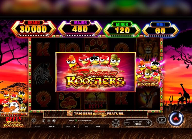 Roaming Reels Raging Roosters game - play for free