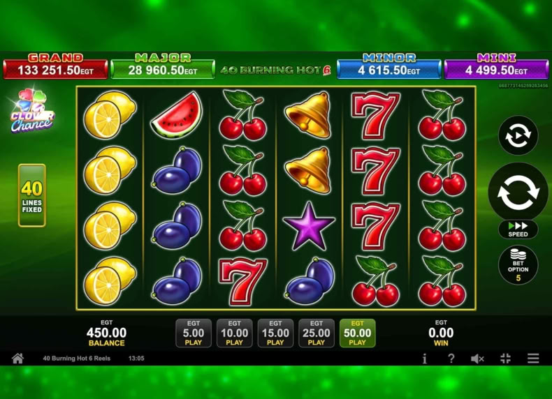 40 Burning Hot 6 Reels game - play for free