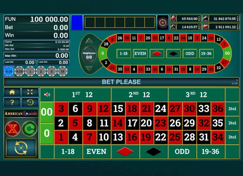 American Virtual Roulette game - play for free