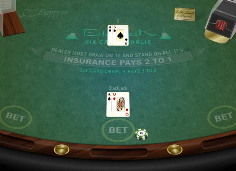 Six Card Charlie Blackjack game - play for free