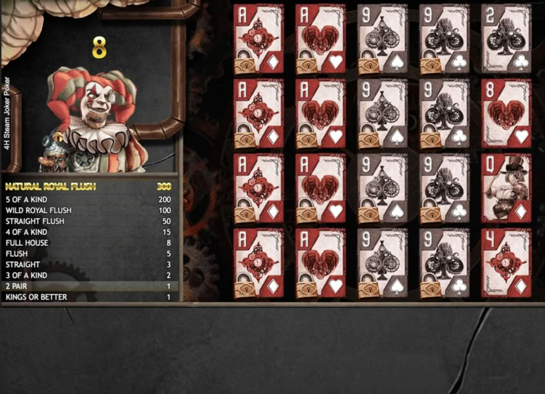 4H Steam Joker Poker game - play for free