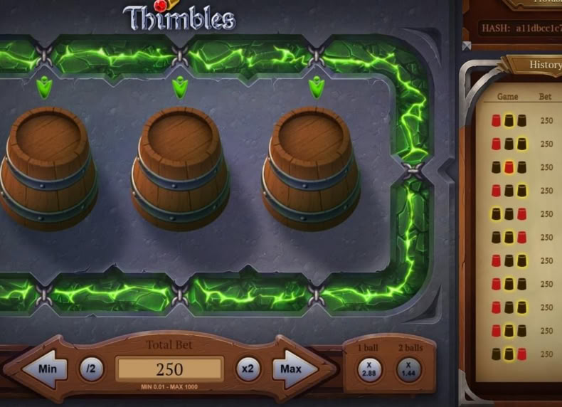 Thimbles game - play for free