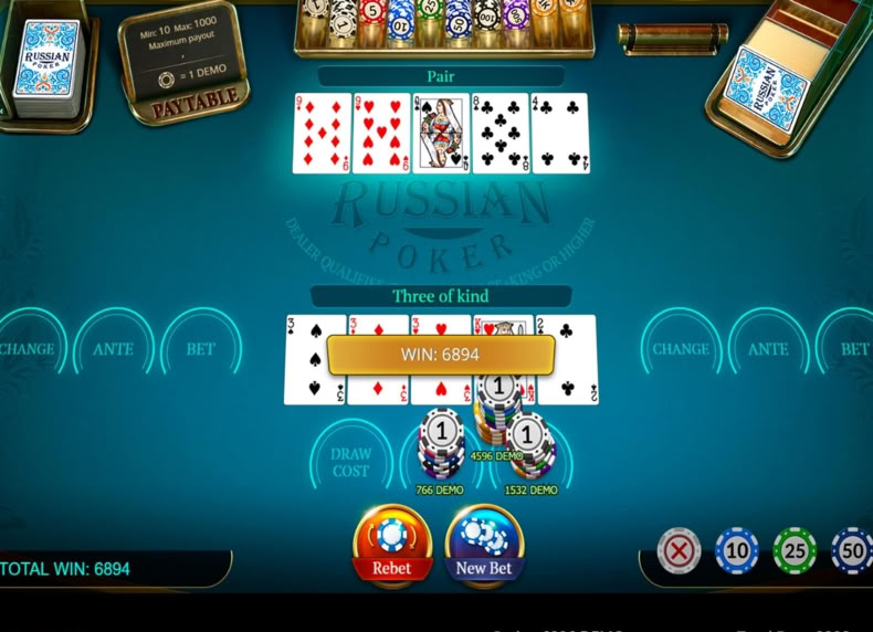 Russian Poker game - play for free