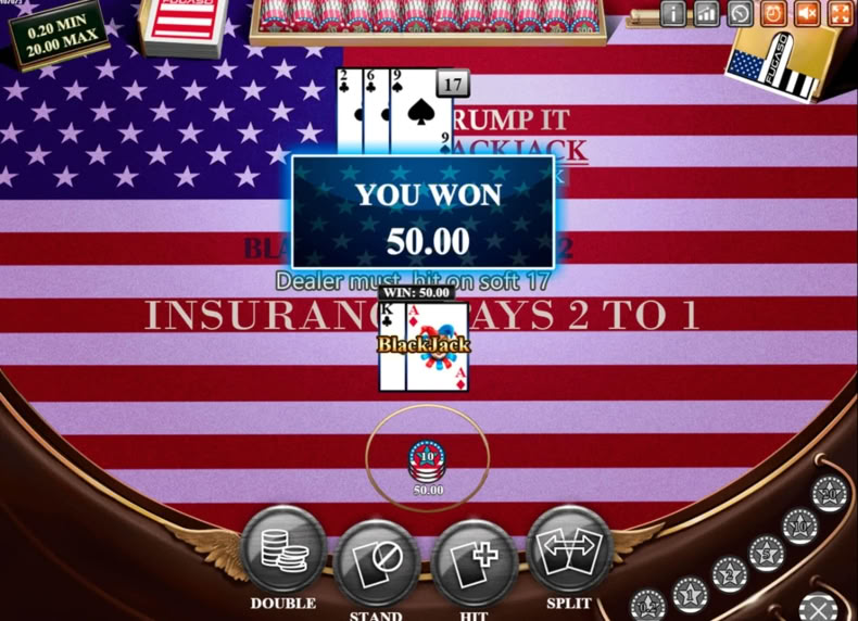 Trump It Blackjack Single Deck game - play for free