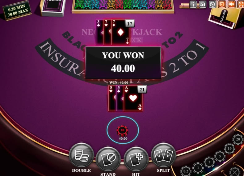 Neon Blackjack Single Deck game - play for free
