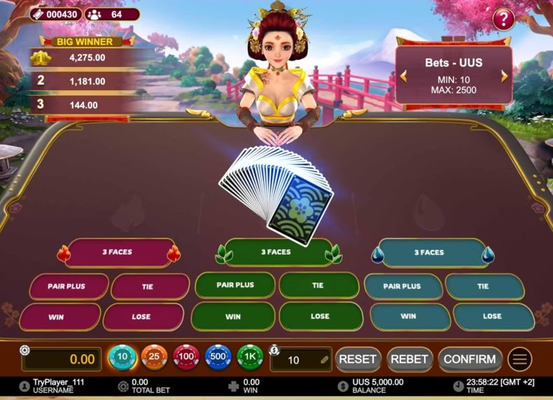Three Faces Baccarat game - play for free