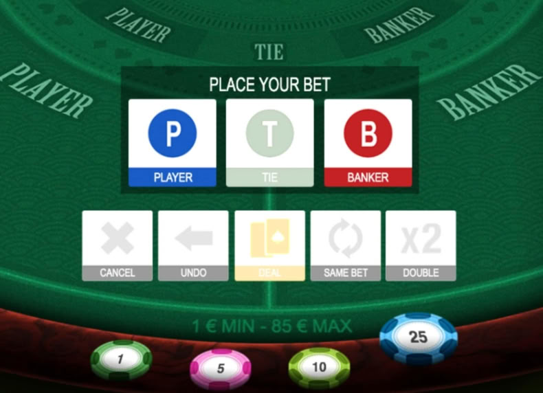 Baccarat Punto Banco game - play for free