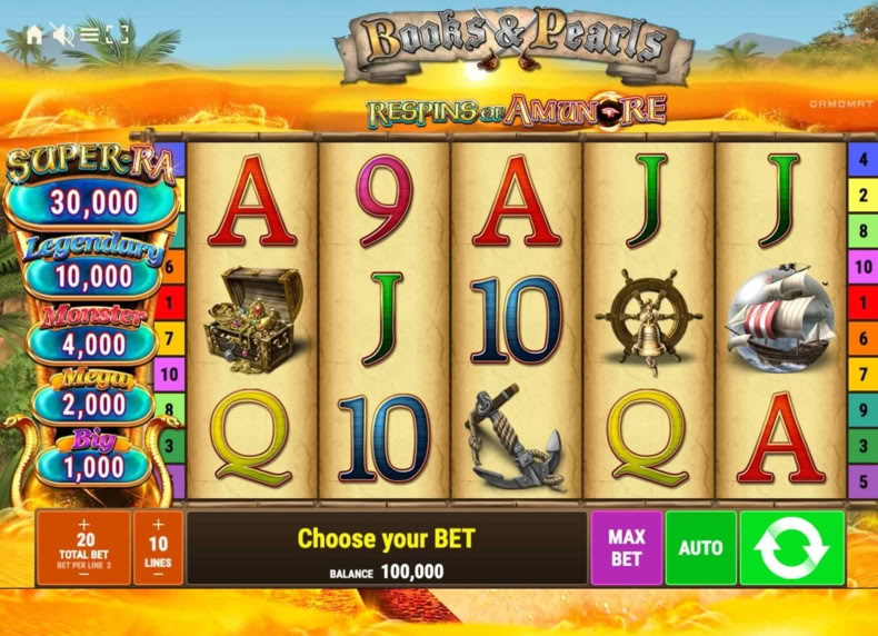 Books & Pearls Respins of Amun-Re game - play for free