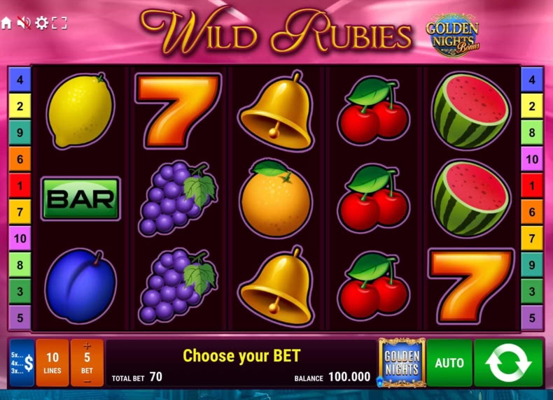 Wild Rubies Golden Nights game - play for free