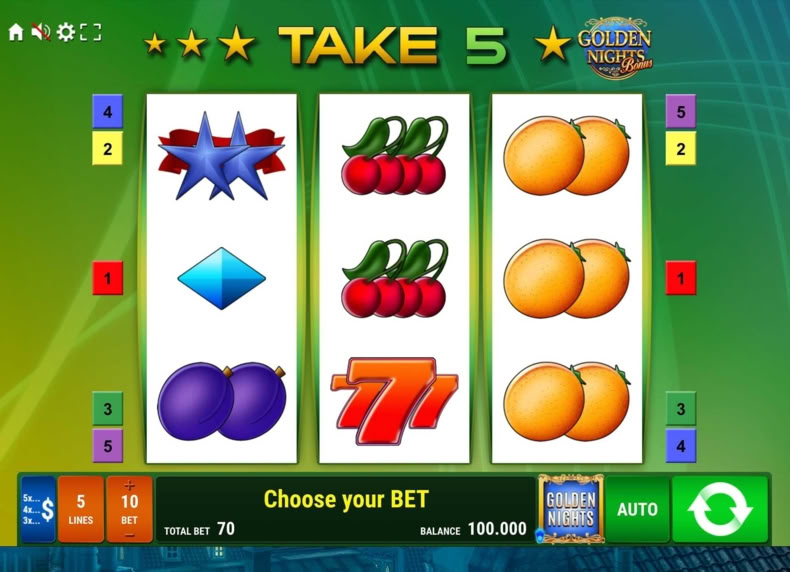 Take 5 Golden Nights game - play for free