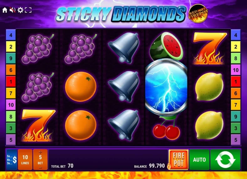 Sticky Diamonds Red Hot Firepot game - play for free