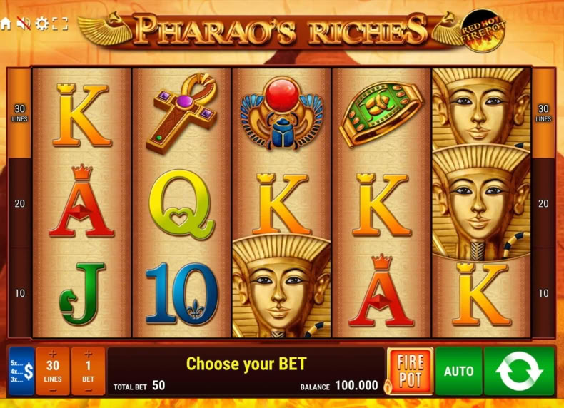 Pharao's Riches Red Hot Firepot game - play for free