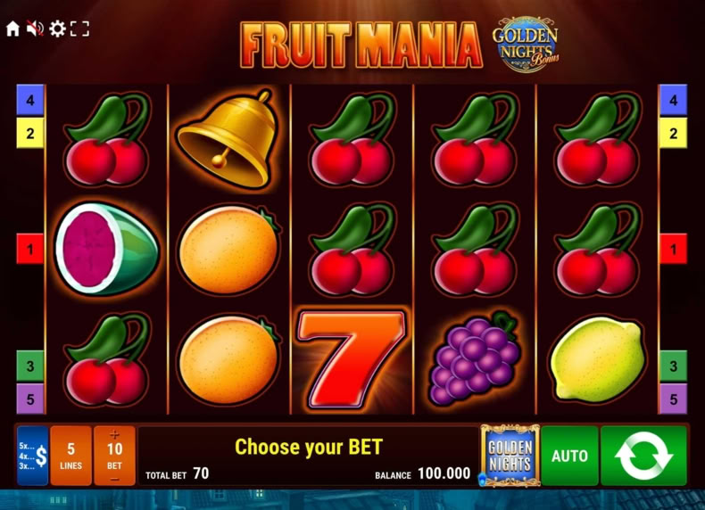 Fruit Mania Golden Nights game - play for free