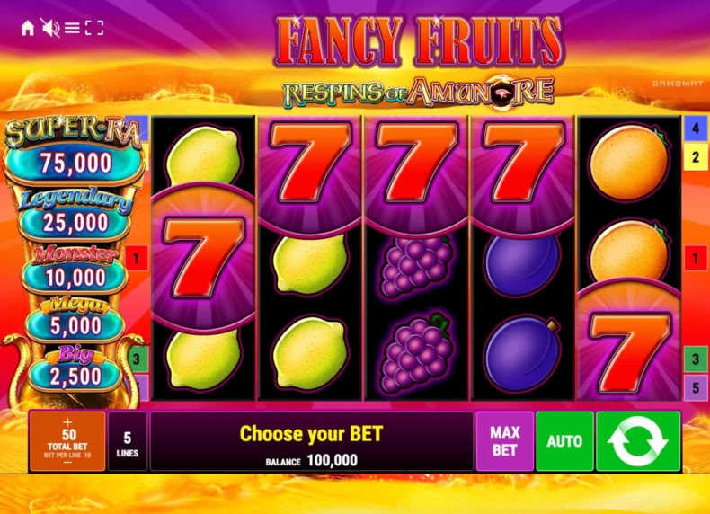 Fancy Fruits Respins of Amun-Re game - play for free