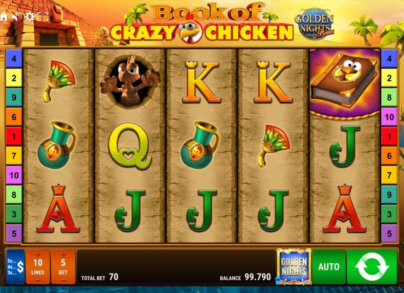 Book of Crazy Chicken Golden Nights game - play for free