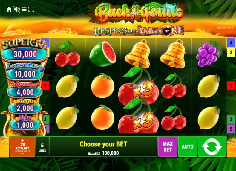 Back to the Fruits Respins of Amun-Re game - play for free