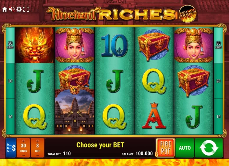 Ancient Riches Casino Red Hot Firepot game - play for free