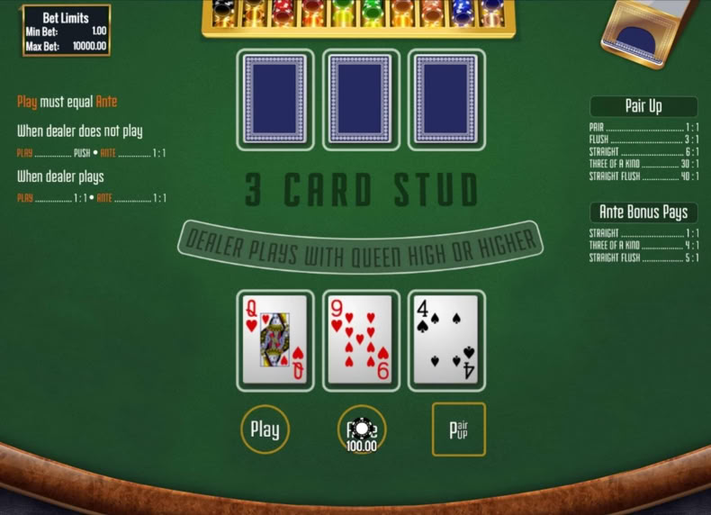 Three Card Poker game - play for free