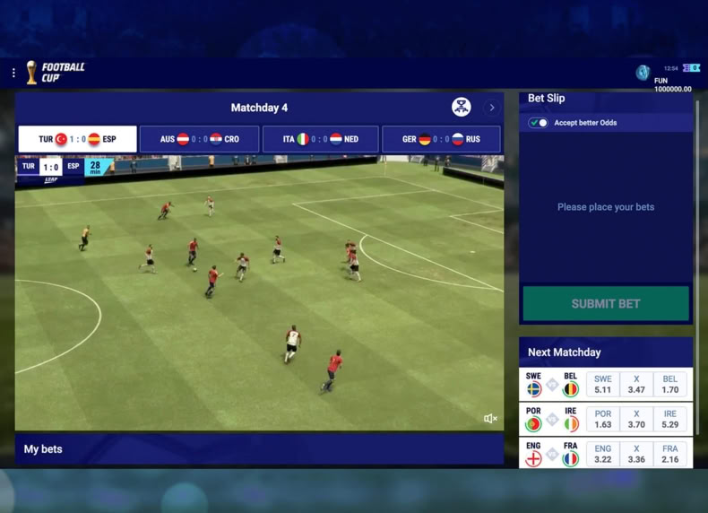 Virtual Football Cup game - play for free